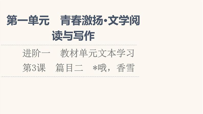 人教统编版高中语文必修上册第1单元青春激扬文学阅读与写作进阶1第3课篇目2哦香雪课件01