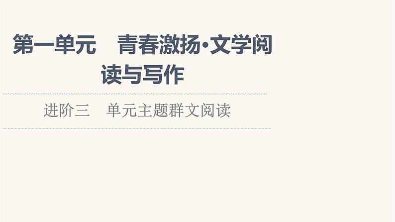 人教统编版高中语文必修上册第1单元青春激扬文学阅读与写作进阶3单元主题群文阅读课件第1页