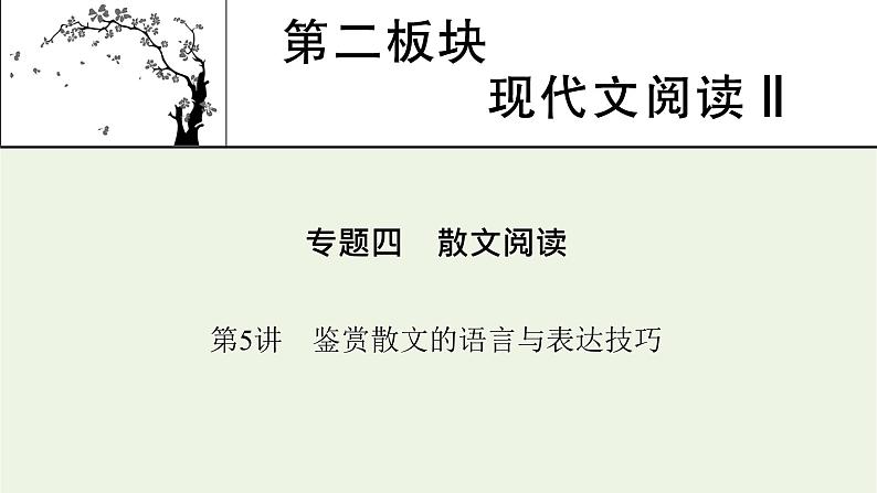 高考语文一轮复习第2板块现代文阅读ⅱ专题4第5讲鉴赏散文的语言与表达技巧课件01