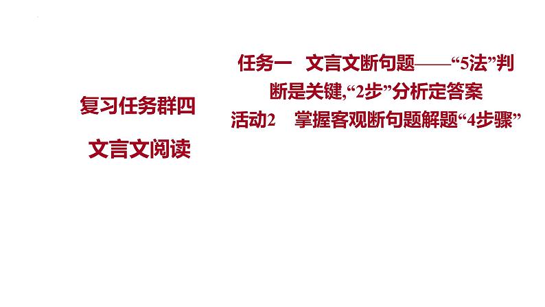 高考语文一轮复习课件：文言文阅读---掌握客观断句题解题“4步骤 课件10张第1页