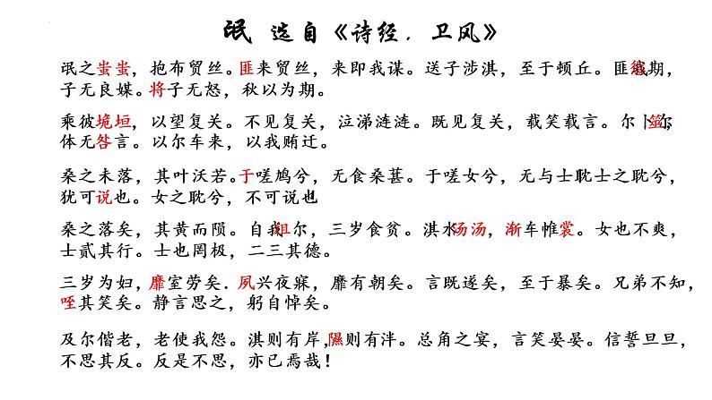 2021-2022学年统编版高中语文选择性必修下册1.1《氓》课件23张第3页