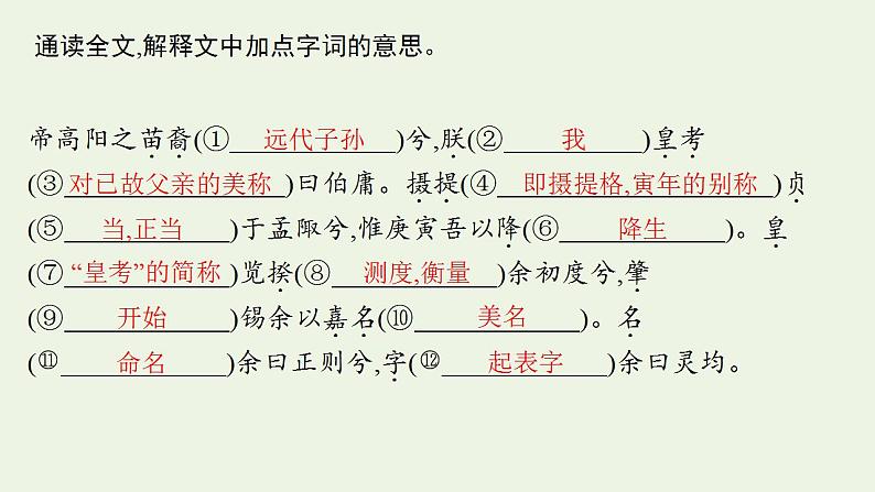 2021-2022学年统编版高中语文选择性必修下册1-2《 离骚(节选)》复习课件33张05