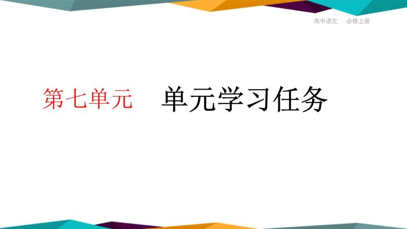 高中语文必修上册 第七单元  单元学习任务  课件PPT01