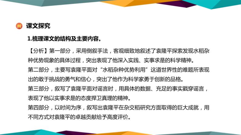 高中语文必修上册 4《 喜看稻菽千重浪—记首届国家最高科技奖获得者袁隆平 》课件PPT08