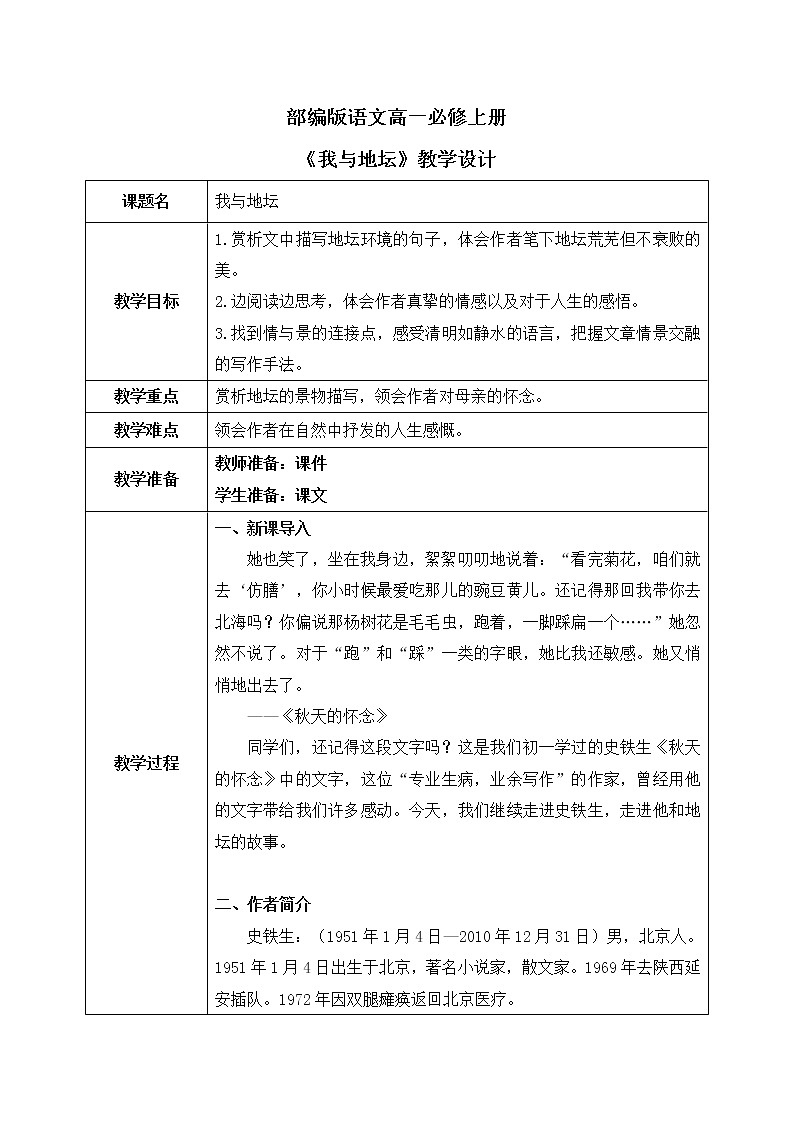15《我与地坛》课件+教学设计01