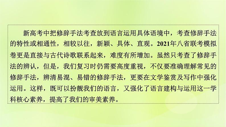 2023版高考语文二轮复习第3部分语言文字运用专题6语言文字运用Ⅰ第3讲修辞课件第2页