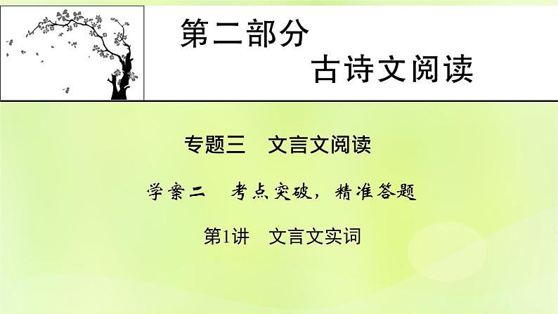 2023版高考语文二轮复习第2部分古诗文阅读专题3文言文阅读学案2考点突破精准答题第1讲文言文实词课件01