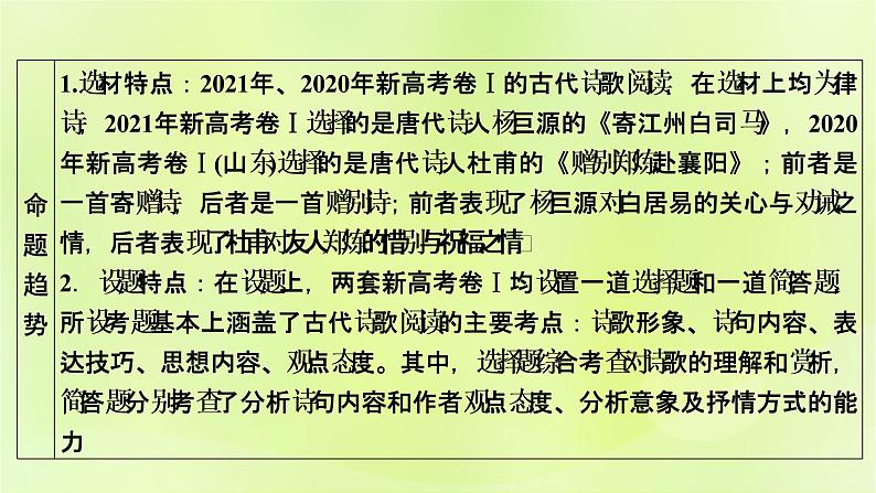 2023版高考语文二轮复习第2部分古诗文阅读专题4古代诗歌阅读学案1明确考向读懂文本课件第3页