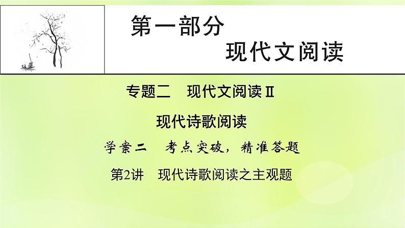 2023版高考语文二轮复习第1部分现代文阅读专题2现代诗歌学案2考点突破精准答题第2讲现代诗歌阅读之主观题课件第1页