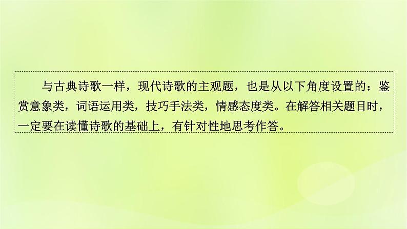 2023版高考语文二轮复习第1部分现代文阅读专题2现代诗歌学案2考点突破精准答题第2讲现代诗歌阅读之主观题课件第2页