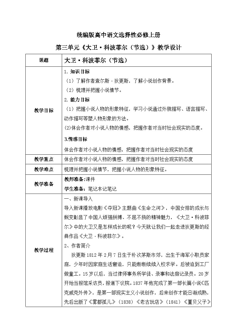 1.3.8《大卫·科波菲尔（节选）》课件+教案+练习01