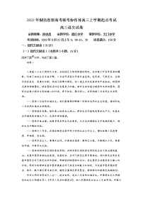2023湖北省新高考联考协作体高三上学期起点考试语文试题（含答案）