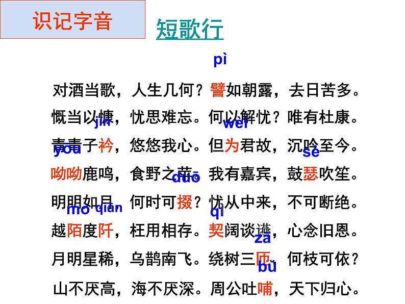 2022-2023学年统编版高中语文必修上册7.1《短歌行》课件20张第6页