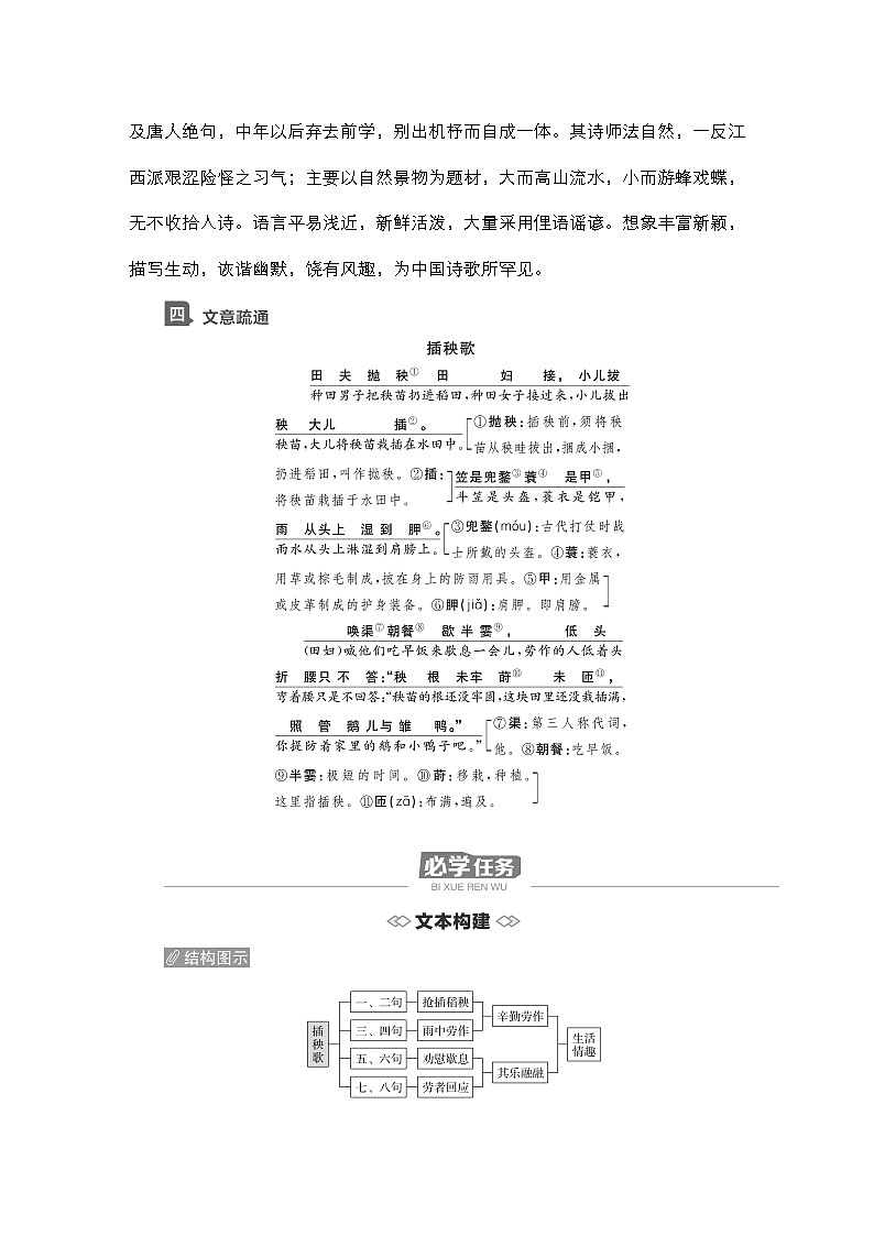 高中语文必修上册-导学案--第6课  插秧歌02