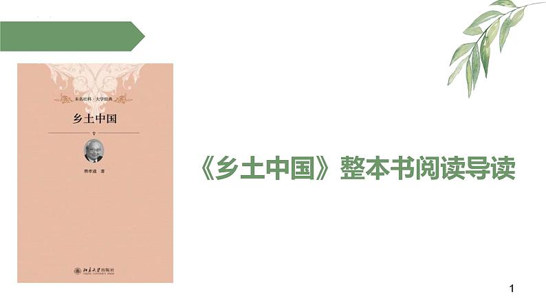 2022—2023学年统编版高中语文必修上册《乡土中国》整本书阅读  课件21张第1页