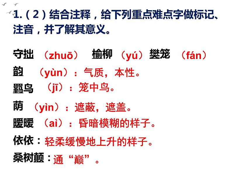 2022-2023学年统编版高中语文必修上册7.2《归园田居（其一）》课件17张第6页