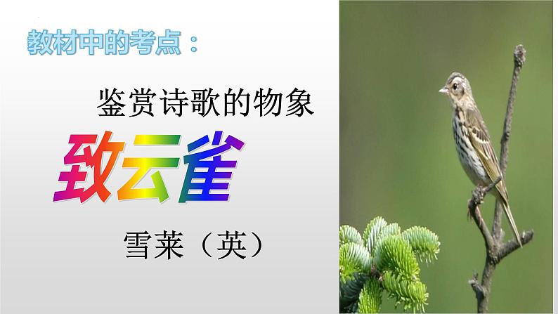 专题04  《致云雀》：鉴赏诗歌中的物象（课件）-2022-2023学年高一语文对接高考之教材中的考点（统编版必修上册）第1页