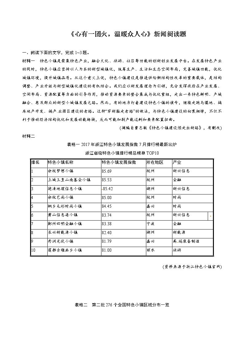 专题09  《心有一团火，温暖众人心》：新闻阅读（练习）-2022-2023学年高一语文对接高考之教材中的考点（统编版必修上册）01