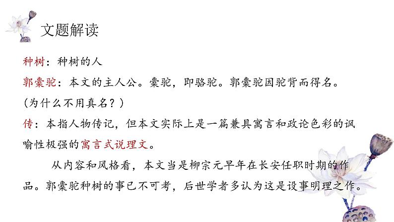 2021—2022学年统编版高中语文选择性必修下册11《种树郭橐驼传》课件第3页