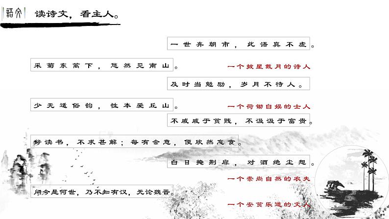 2022-2023学年统编版高中语文必修上册7.2《归园田居（其一）》课件第2页