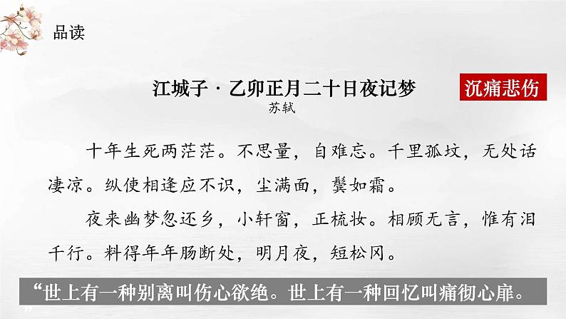 2022-2023学年统编版高中语文选择性必修上册《江城子·乙卯正月二十日夜记梦》课件第8页