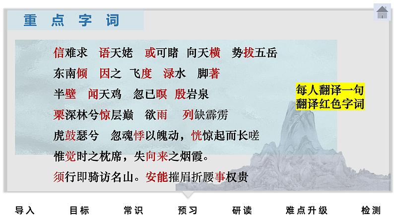 2022-2023学年统编版高中语文必修上册8-1《梦游天姥吟留别 》课件第5页