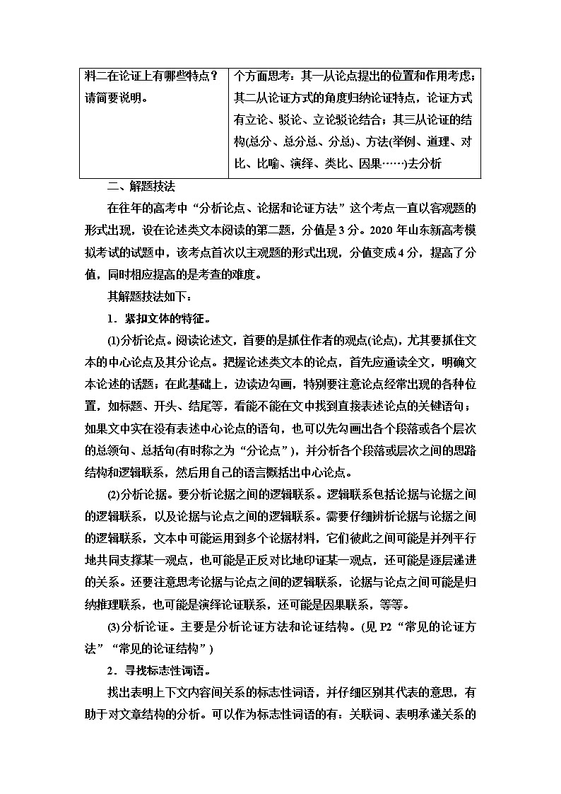 人教版高考语文二轮总复习第1部分专题1第2讲言说须有据，论证必有方——论证分析课时学案第2页