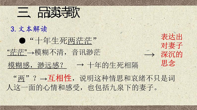 2022-2023学年统编版高中语文选择性必修上册《江城子·乙卯正月二十日夜记梦》课件第7页