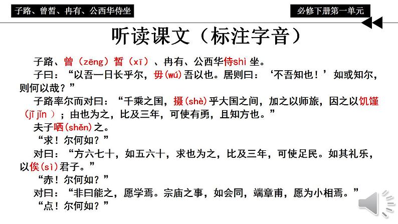 2021-2022学年统编版高中语文必修下册1.1《子路、曾皙、冉有、公西华侍坐》课件第4页