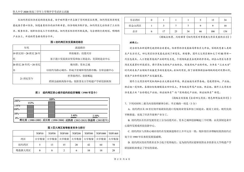 2023省大庆铁人中学高三上学期开学考试语文试题扫描版含解析第2页
