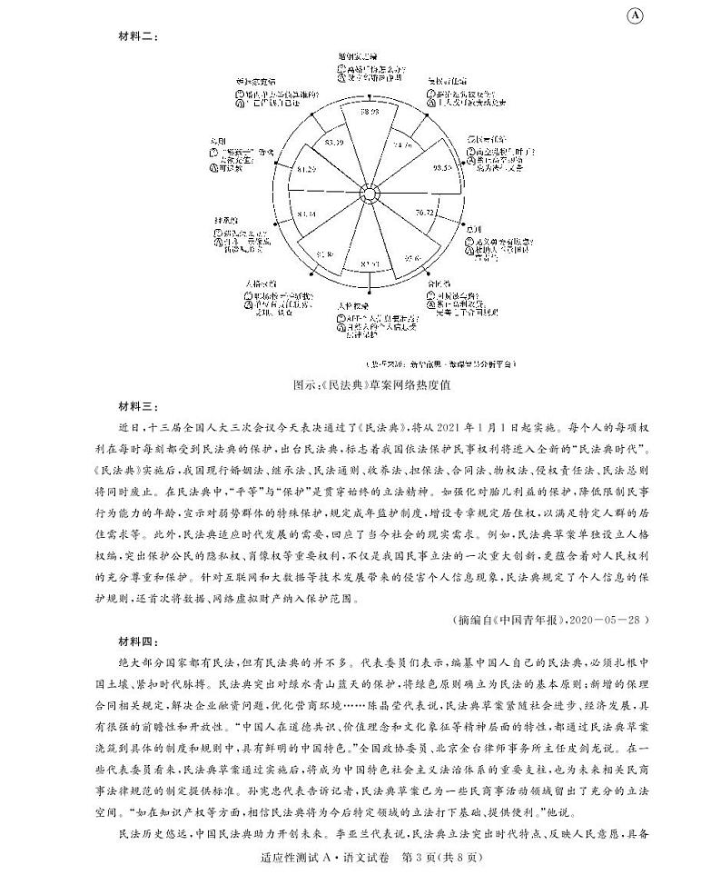 山西省运城市2020届高三6月考前适应性测试语文试题（A卷）（可编辑PDF版）第3页