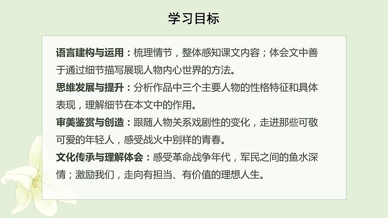 2022-2023学年统编版高中语文必修上册3.1《百合花》课件第3页