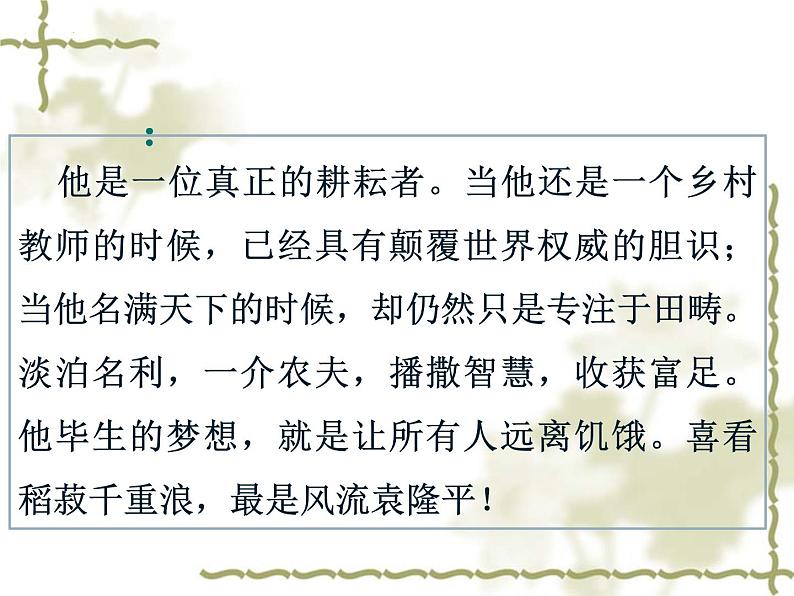 2022-2023学年统编版高中语文必修上册4-1《喜看稻菽千重浪》课件第3页