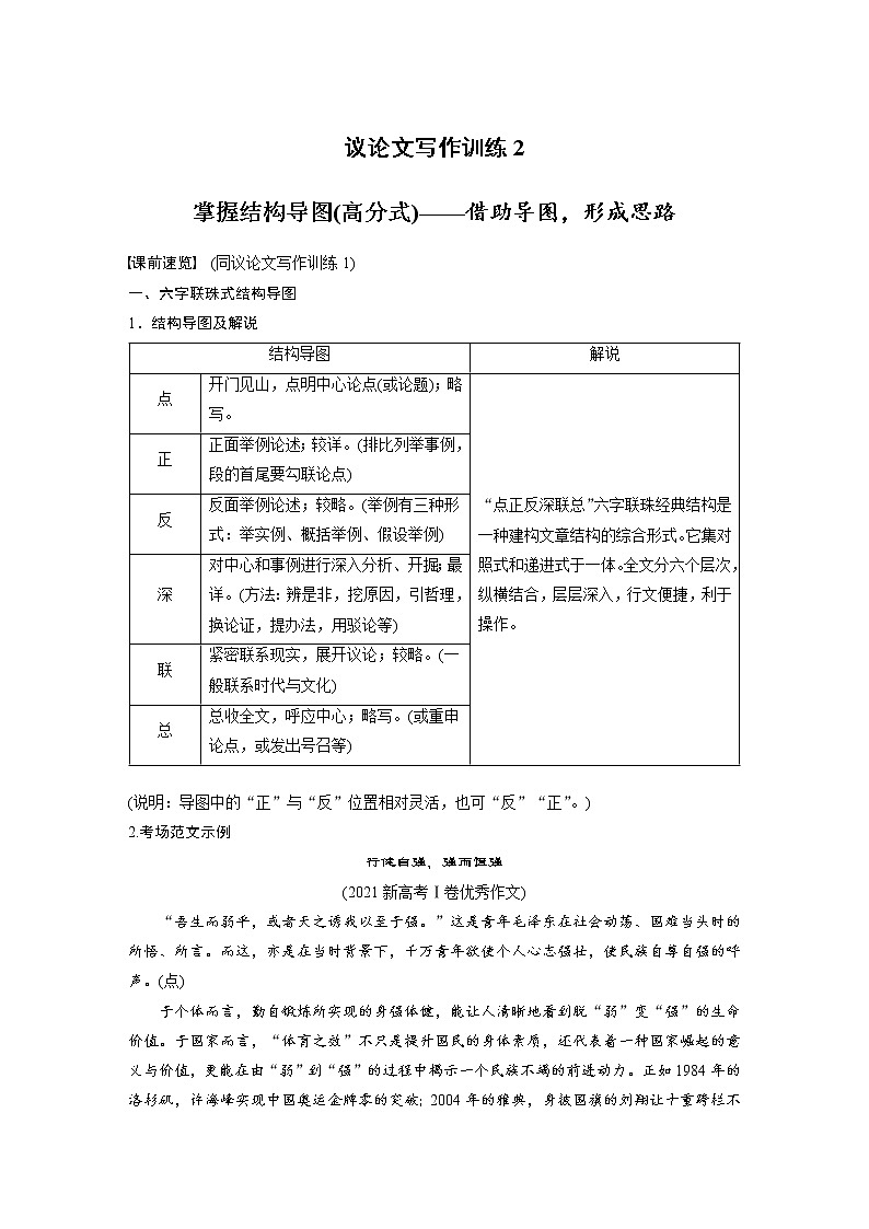 (新高考)高考语文二轮复习第10部分 写作突破 议论文写作训练2　掌握结构导图 (高分式)-借助导图，形成思路 (含详解)第1页