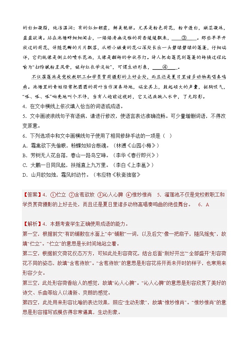 专题06 语言文字运用（过关训练）-2022-2023学年高二语文上学期期中期末考点大串讲（选择性必修上册+中册）解析版第3页