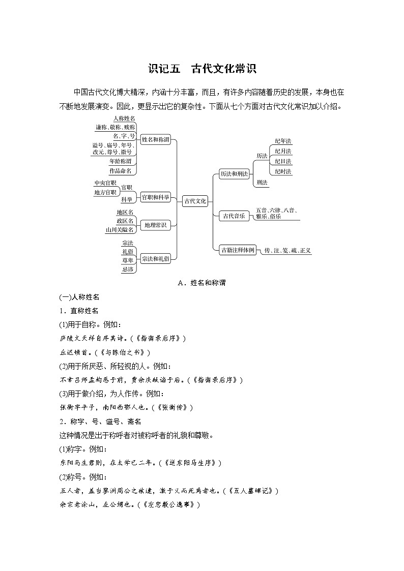 (新高考)高考语文一轮复习必备识记五　古代文化常识第1页
