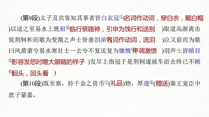 (全国版)高考语文一轮复习课件第5部分 教学文言文点线面 必修1  课文2 荆轲刺秦王 (含详解)第7页