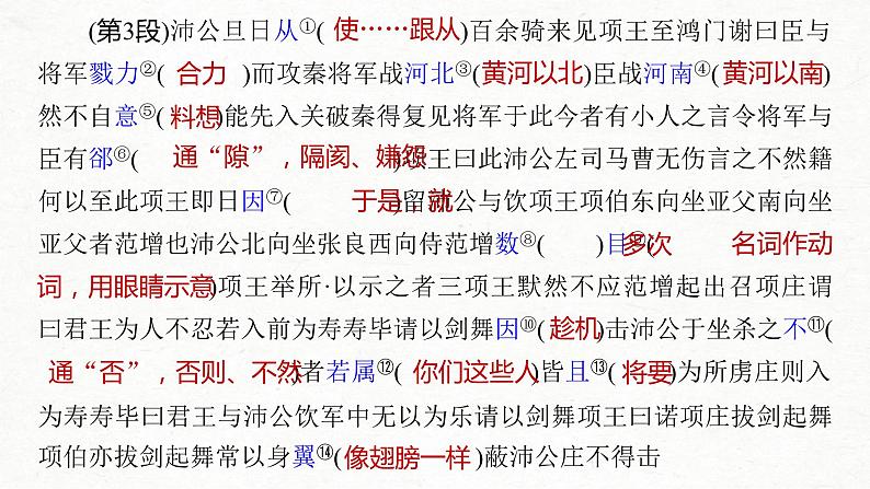 (全国版)高考语文一轮复习课件第5部分 教学文言文点线面 必修1  课文3 鸿门宴 (含详解)05