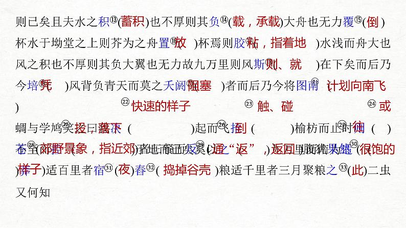 (全国版)高考语文一轮复习课件第5部分 教学文言文点线面 必修5 课文3 逍遥游 (含详解)03