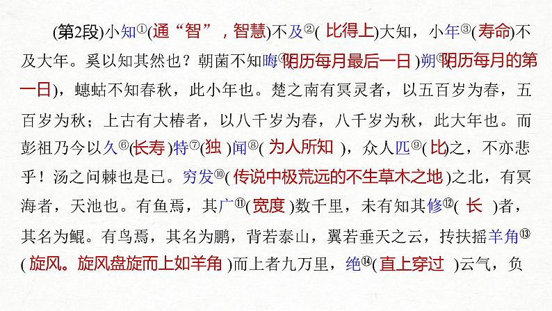 (全国版)高考语文一轮复习课件第5部分 教学文言文点线面 必修5 课文3 逍遥游 (含详解)04