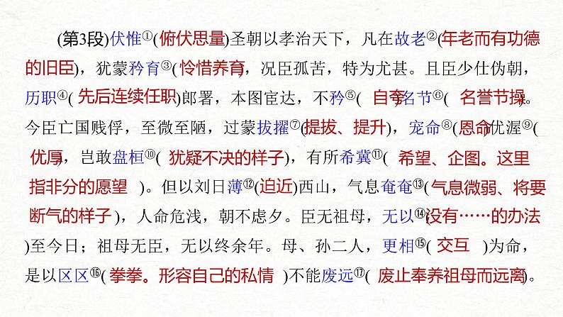 (全国版)高考语文一轮复习课件第5部分 教学文言文点线面 必修5 课文4 陈情表 (含详解)第5页