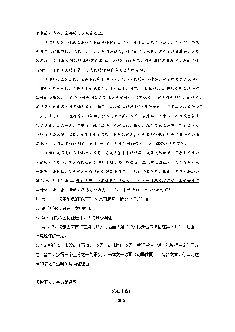 上海高考语文文学类阅读专项突破：散文类第3页