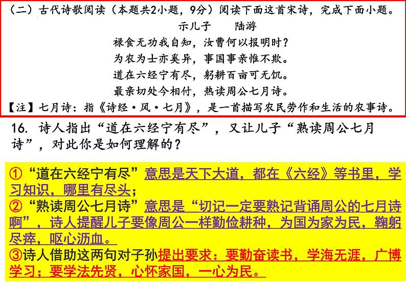 2023届高考专题复习：以真题为例，读懂诗家语  课件第7页