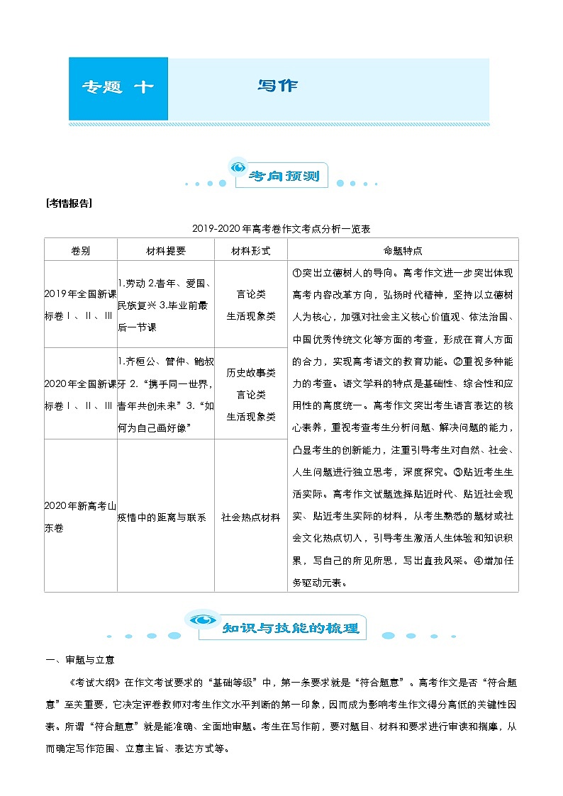(新高考)高考语文二轮精品专题十《写作》(解析版)第1页