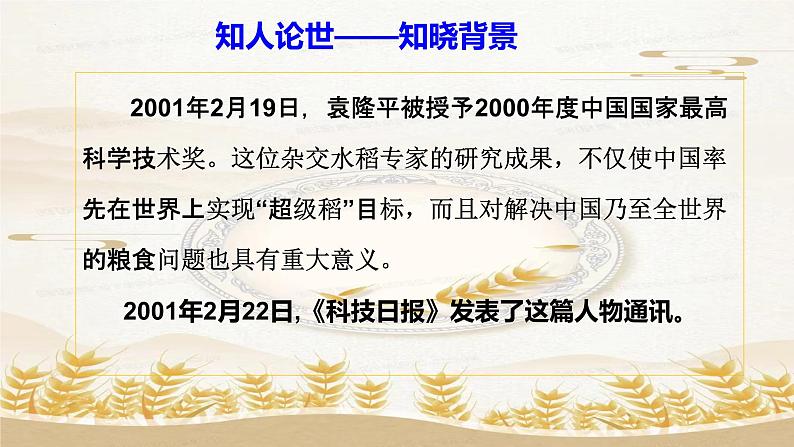 2022-2023学年统编版高中语文必修上册4.1《喜看稻菽千重浪》课件第8页