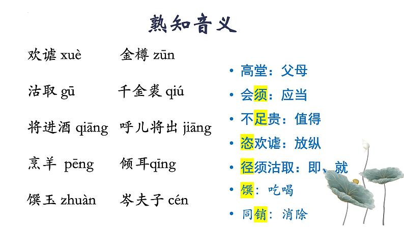 2022-2023学年统编版高中语文选择性必修上册古诗词诵读《将进酒》课件第7页