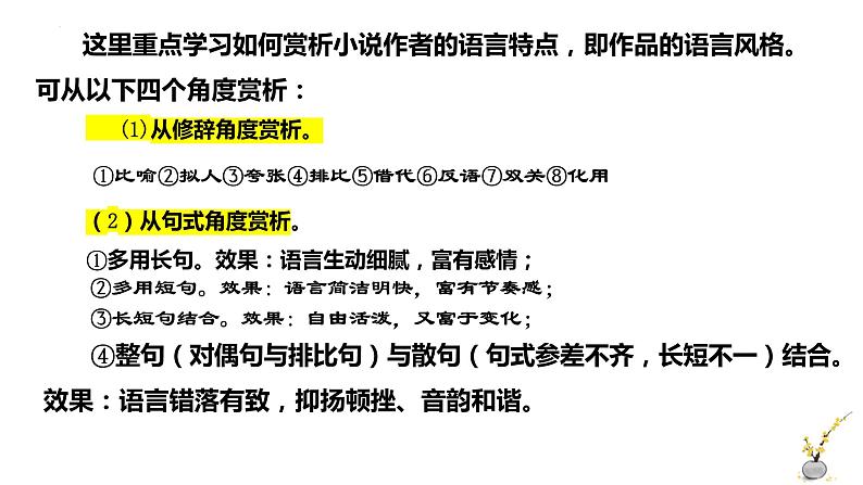 2023届高考一轮复习：赏析小说语言艺术 课件04