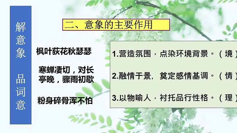 2023届高考专题复习：诗歌鉴赏的意、象、境 课件05