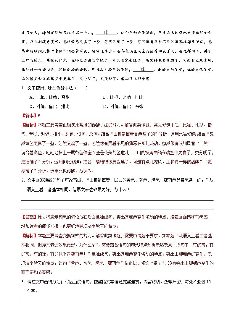 高考语文三轮冲刺复习热点04 新高考·语言文字运用（解析版）第2页