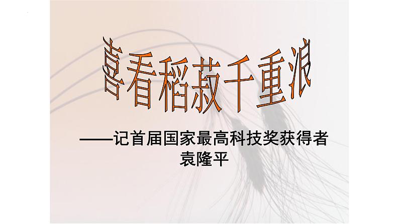 《喜看稻菽千重浪》课件 2022—2023学年统编版高中语文必修上册第2页